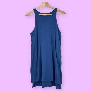 GAP XS Double Layer Linen Blend Dress Comet Blue Sleeveless Mini Tent Tunic
